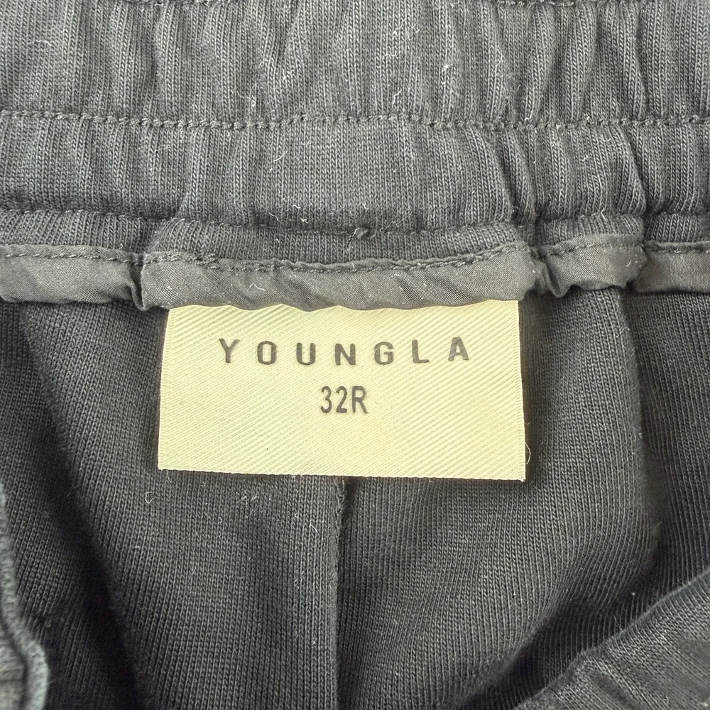 YoungLA Chino Pants Mens 32 Black Regular Fit Elastic Waist Tapered Casual 32x26